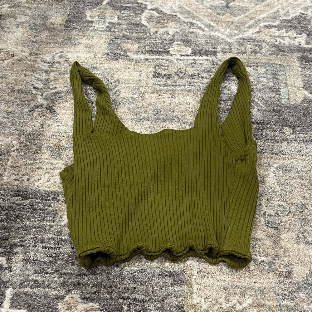 FARM Rio Olive Ribbed Tank Top - Picture 2 of 3